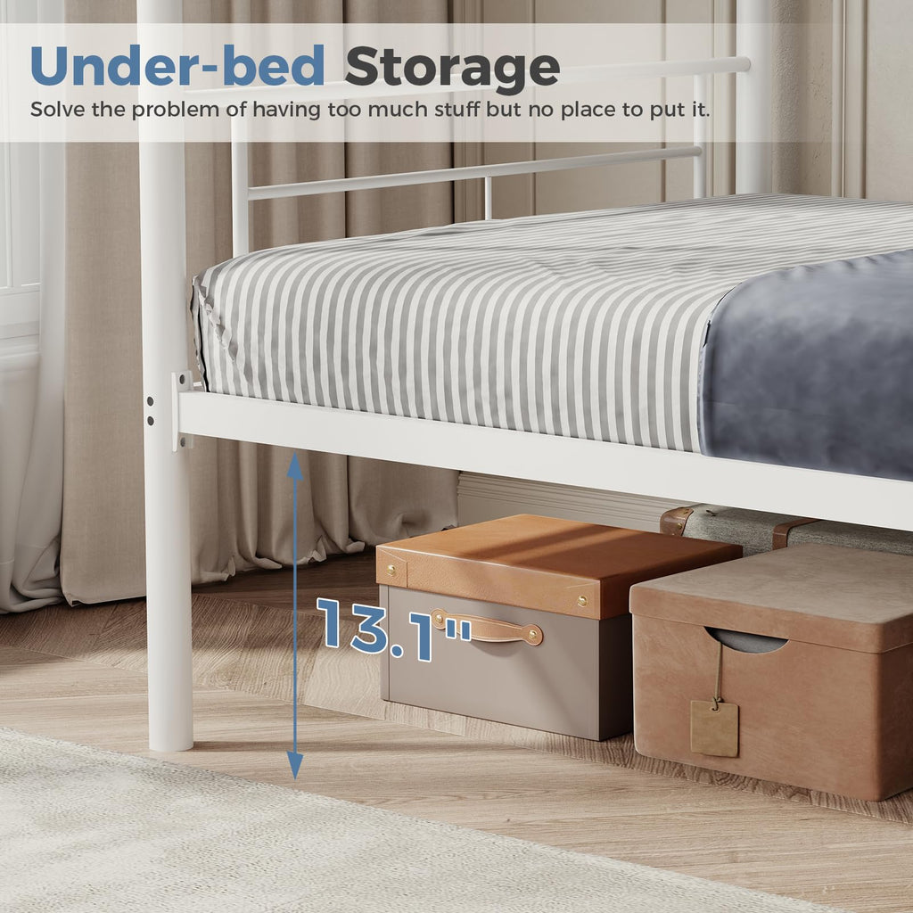 Metal Bunk Bed Twin Over Twin with Ladder and Guardrail D82915