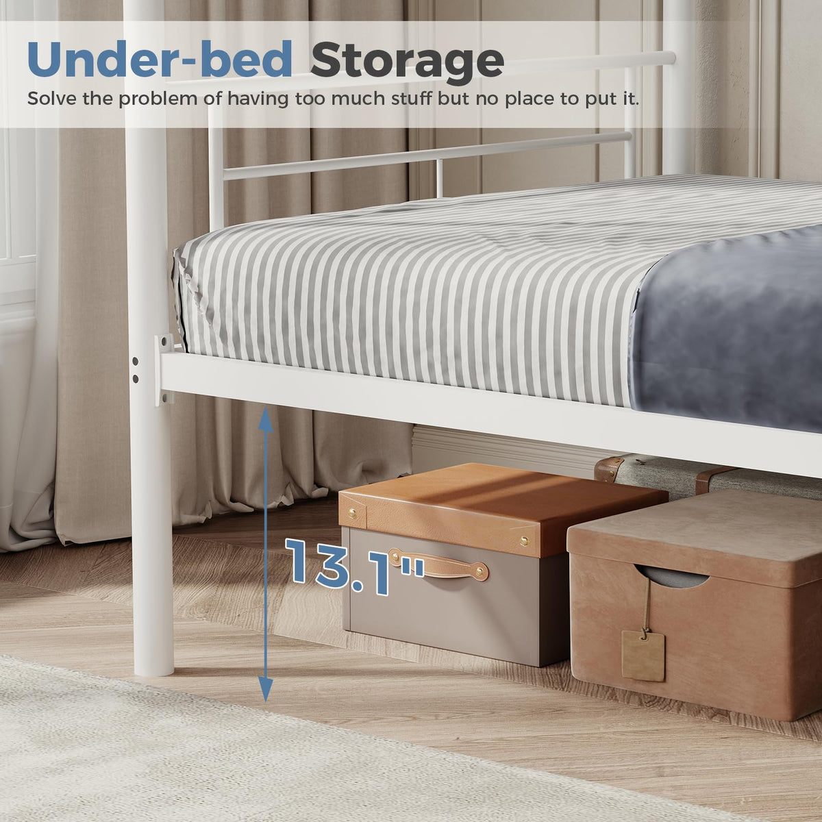 Metal Bunk Bed Twin Over Twin with Ladder and Guardrail D82915