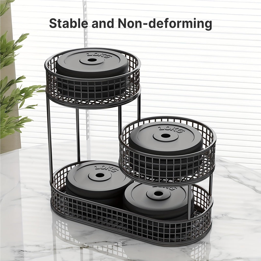 3-Tier Black Metal Fruit Basket with Cover C7621