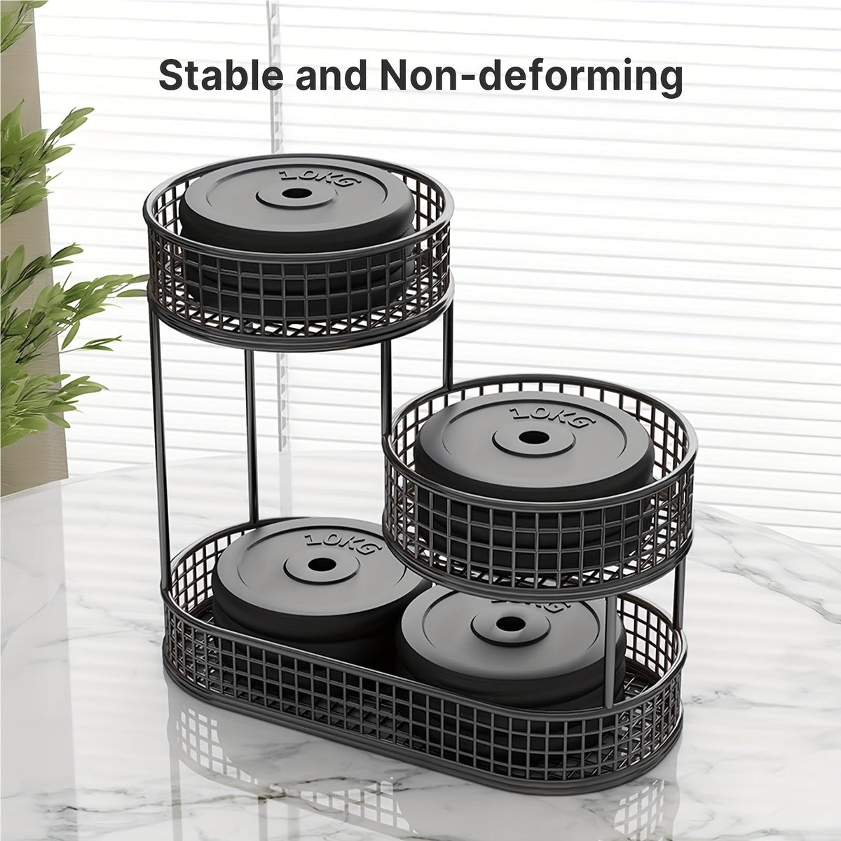3-Tier Black Metal Fruit Basket with Cover C7621
