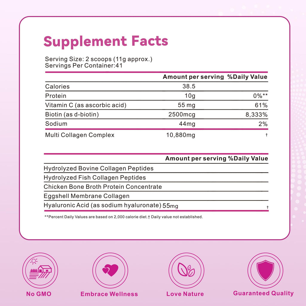 Unflavored Multi Collagen Peptides Powder 1lb K796