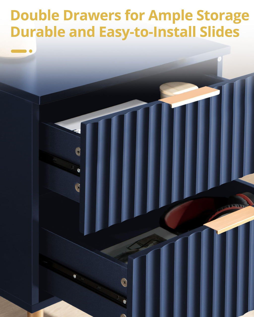 Glossy Nightstand Set of 2 with Drawers K948