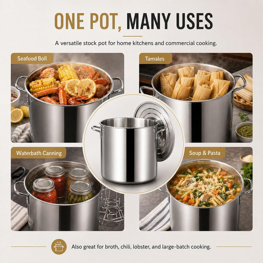 Heavy Duty Stainless Steel Stock Pot with Lid B729058