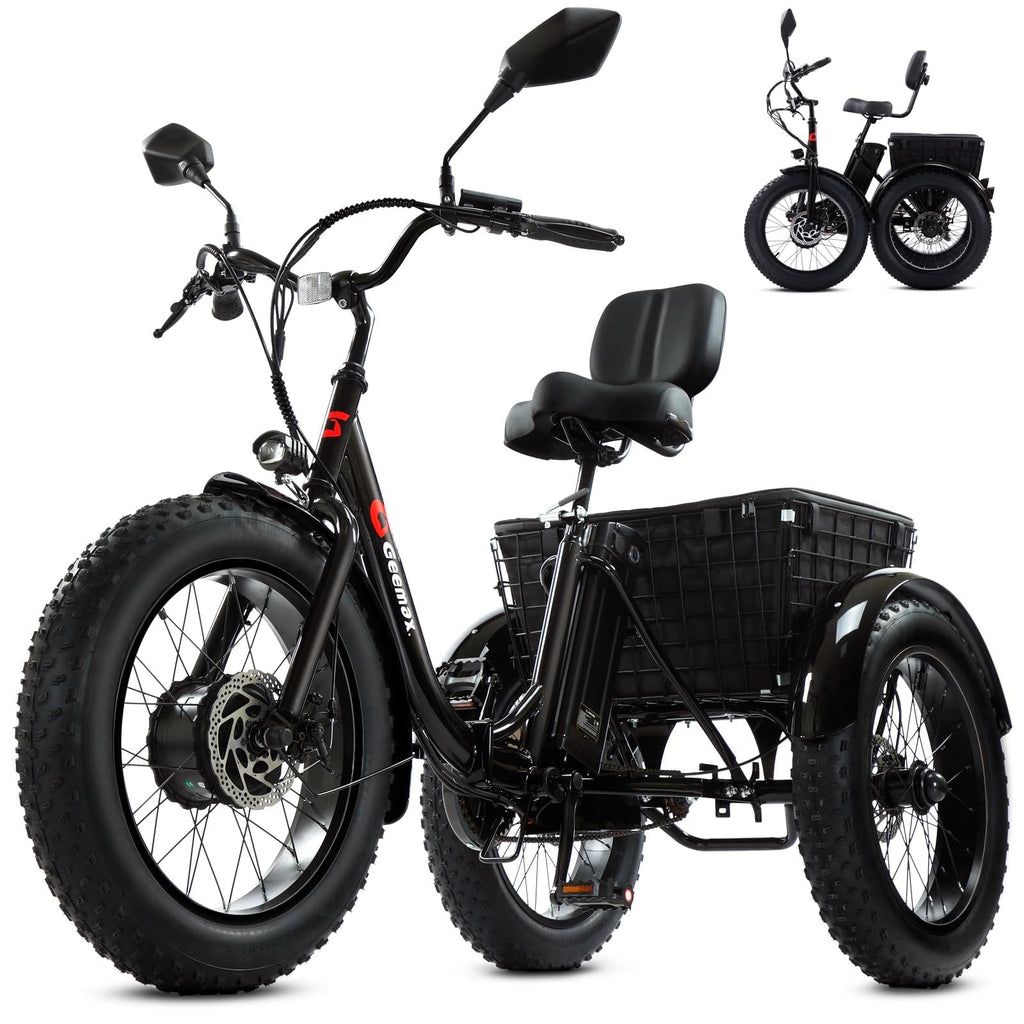 Folding Electric Tricycle for Adults, 20"x4" Fat Tire, Peak 500W 36V13Ah U61559