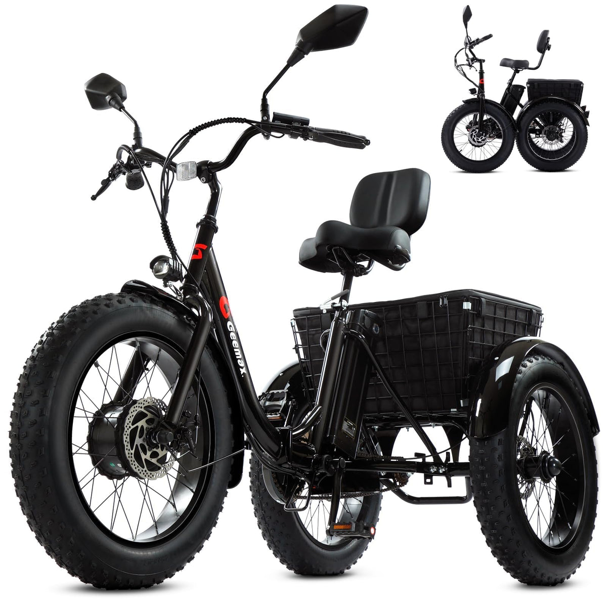 Folding Electric Tricycle for Adults, 20"x4" Fat Tire, Peak 500W 36V13Ah U61559