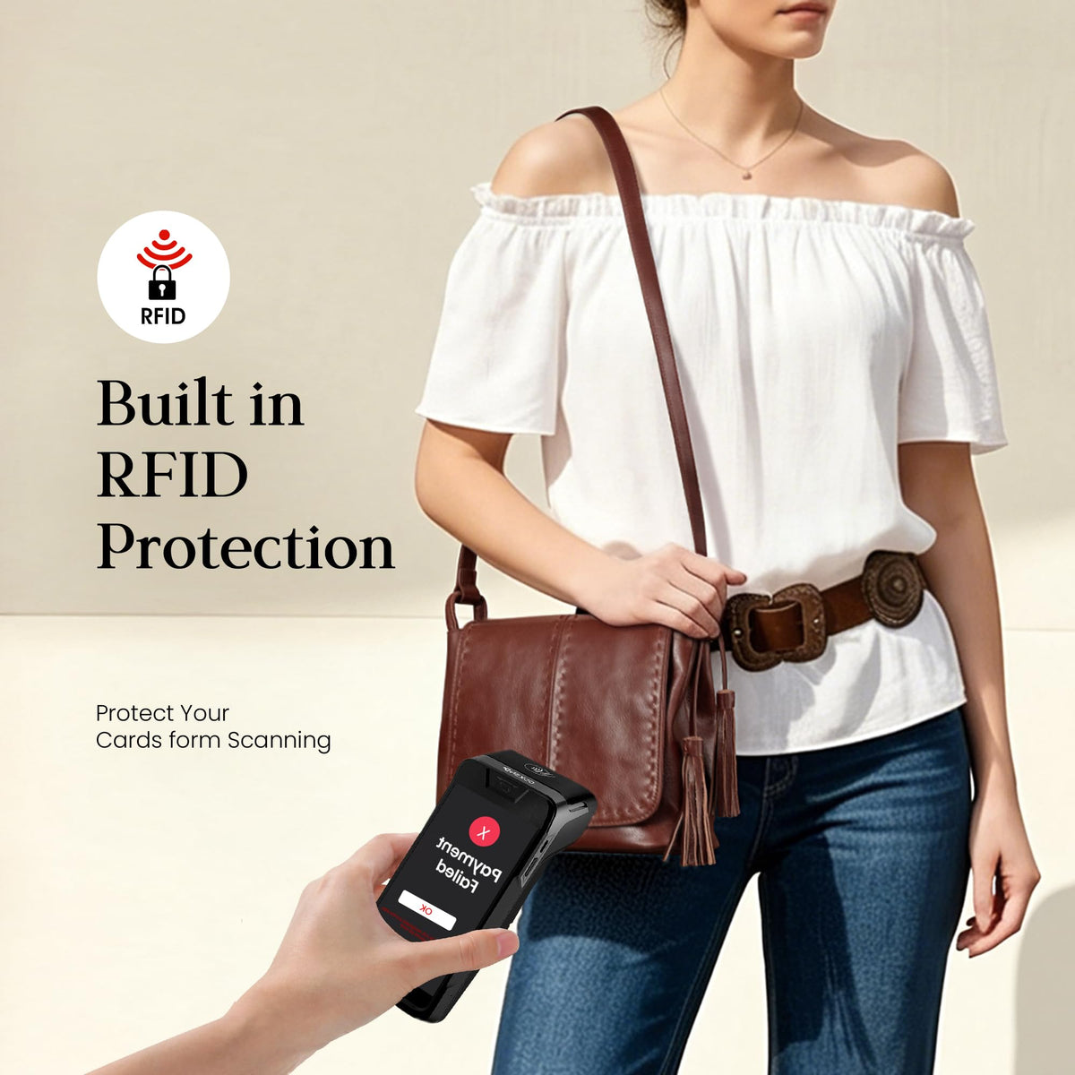 Vintage Leather Crossbody Bag with Multi-Pockets RFID D602