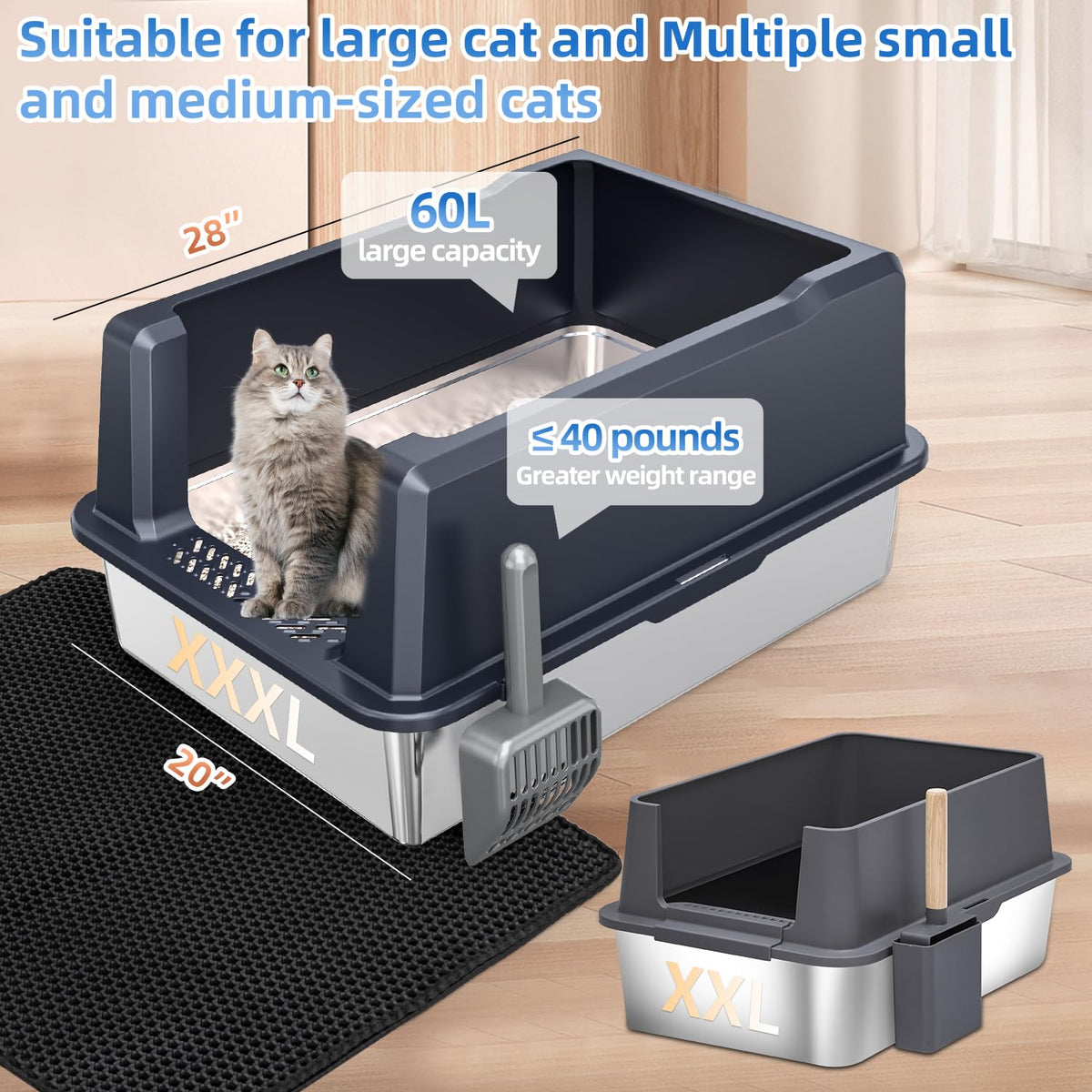 XXXL Stainless Steel Litter Box G2226