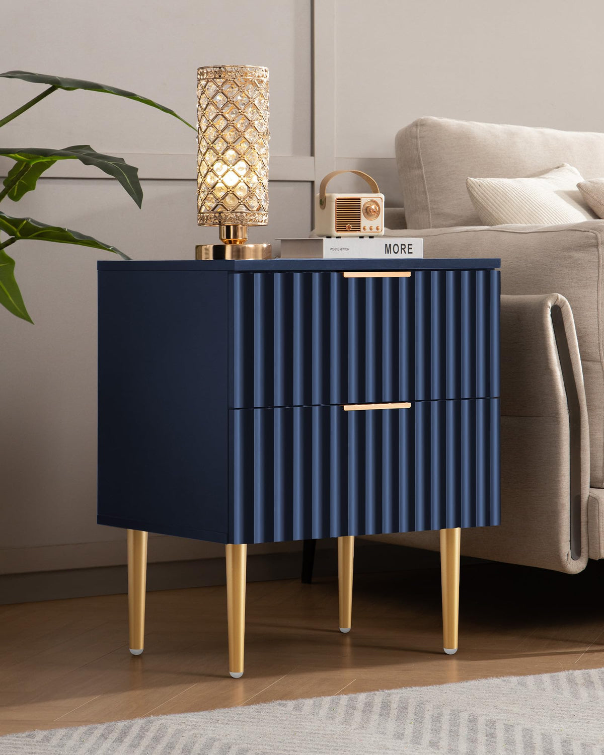 Glossy Nightstand Set of 2 with Drawers K948