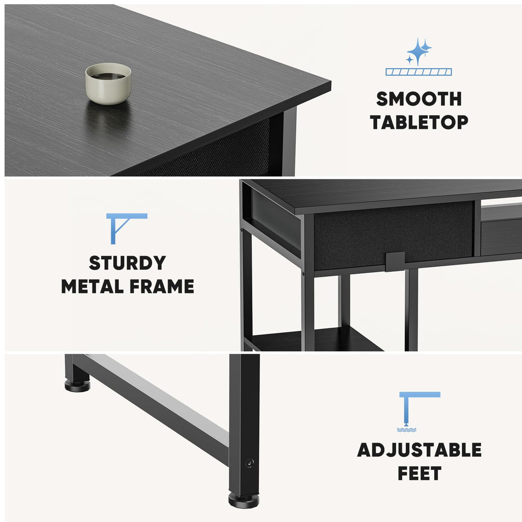 48-Inch Computer Desk with Drawers and Hook X2344