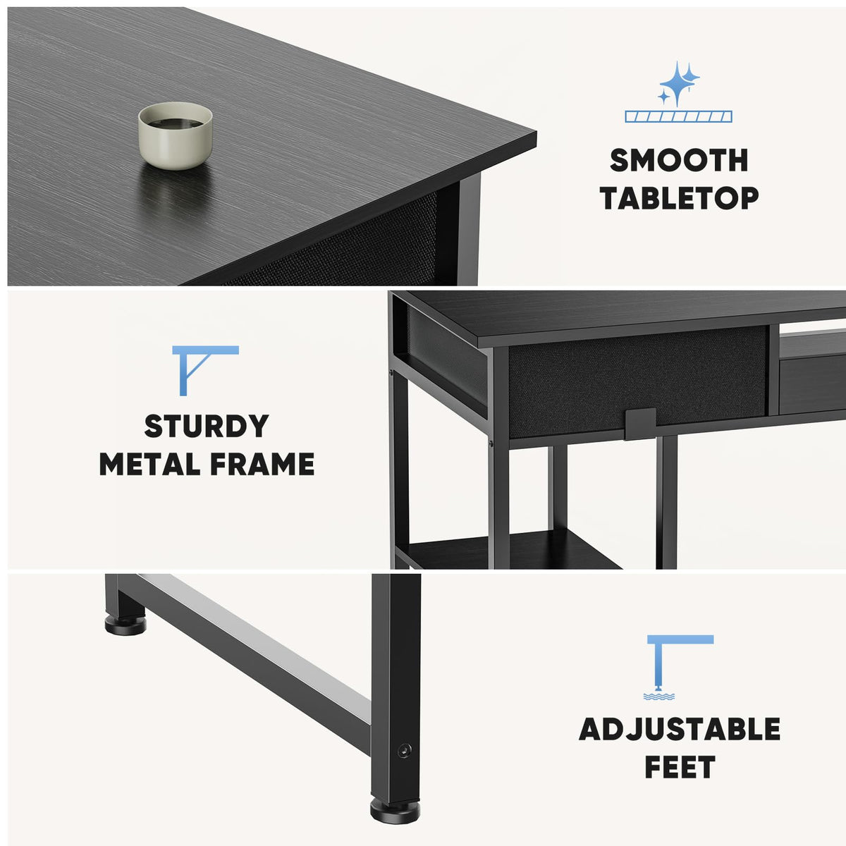 48-Inch Computer Desk with Drawers and Hook X2344