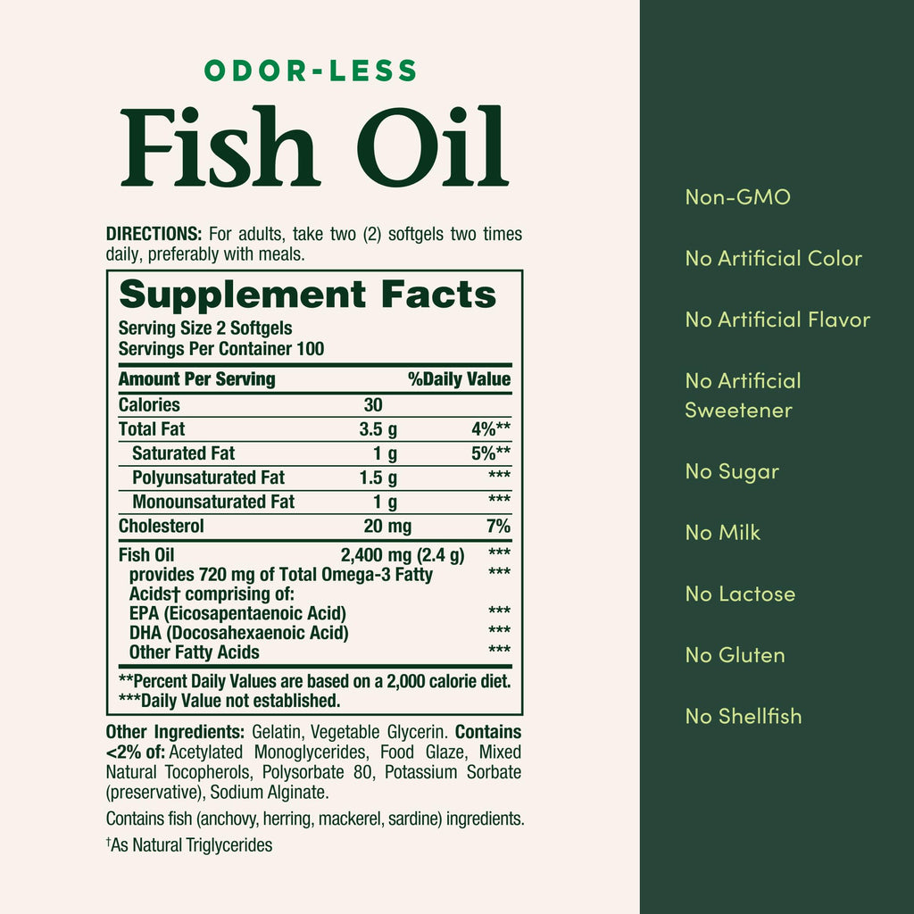 Fish Oil 1200mg 200 Softgels Pack of 2 D65375