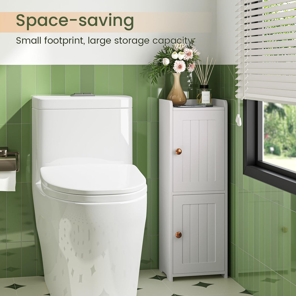 White Bathroom Storage Cabinet with 2 Doors Q141218