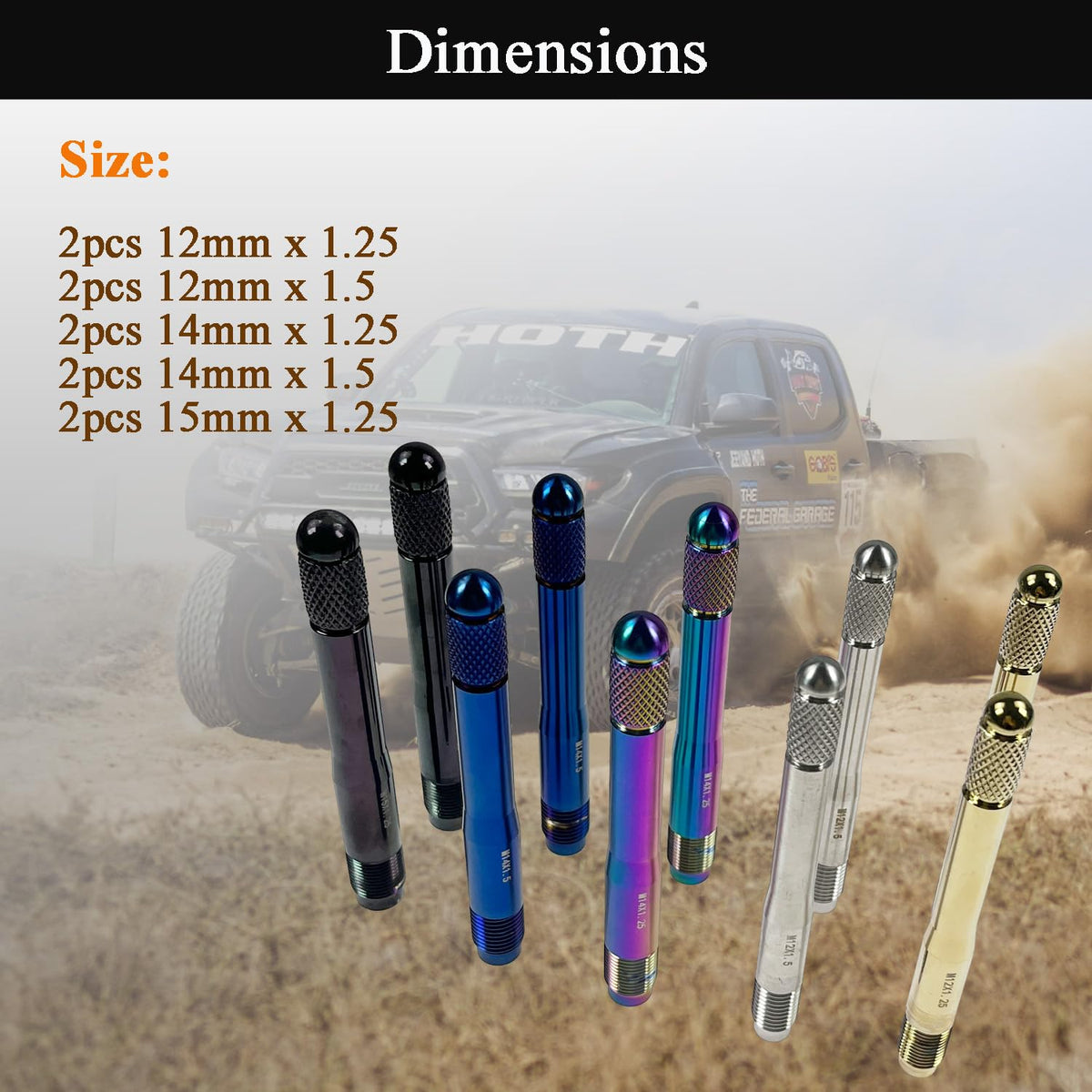 10PC Alloy Steel Wheel Alignment Pins Kit M12x1.5/1.25/M14x1.5/1.25/M15*1.25 Lug Bolt Guide Tool K475070