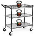 Heavy Duty 3 Tier Rolling Utility Cart with Wheels, Black G645657