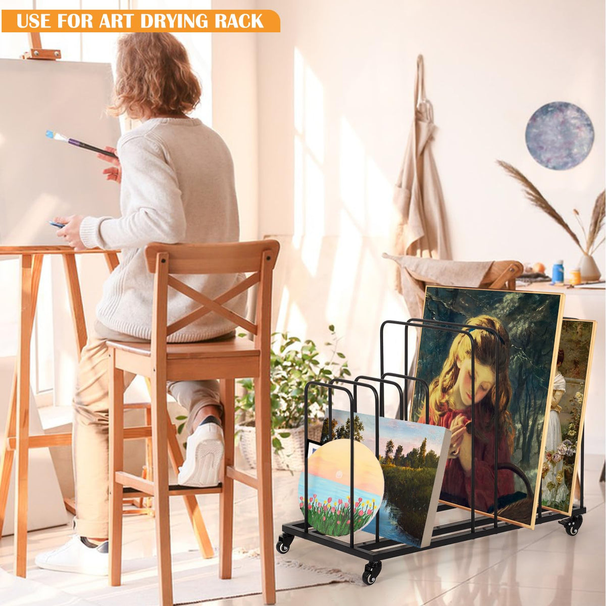 Art Canvas Storage Rack with Wheels I638993