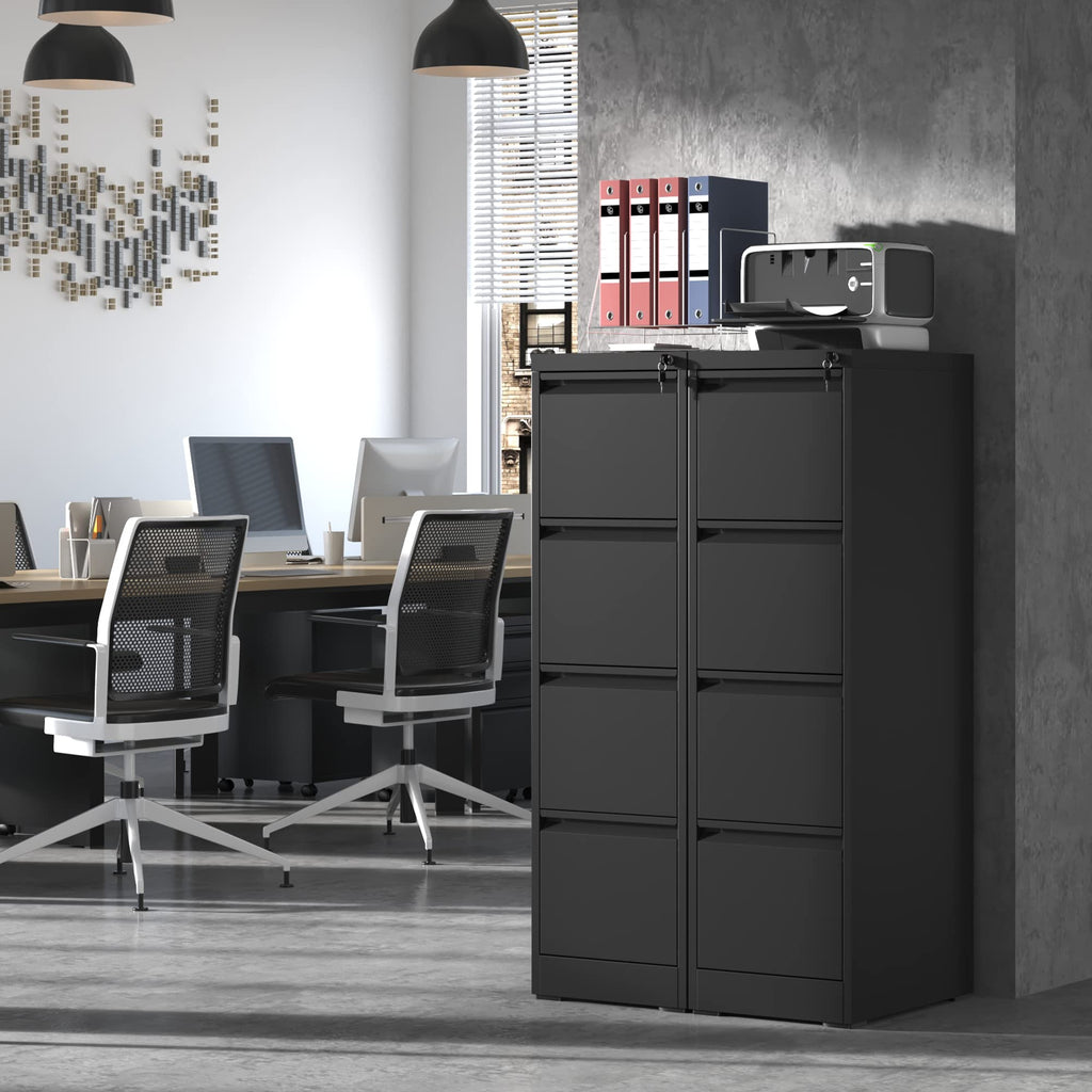 4 Drawer Black Metal File Cabinet with Lock G780988
