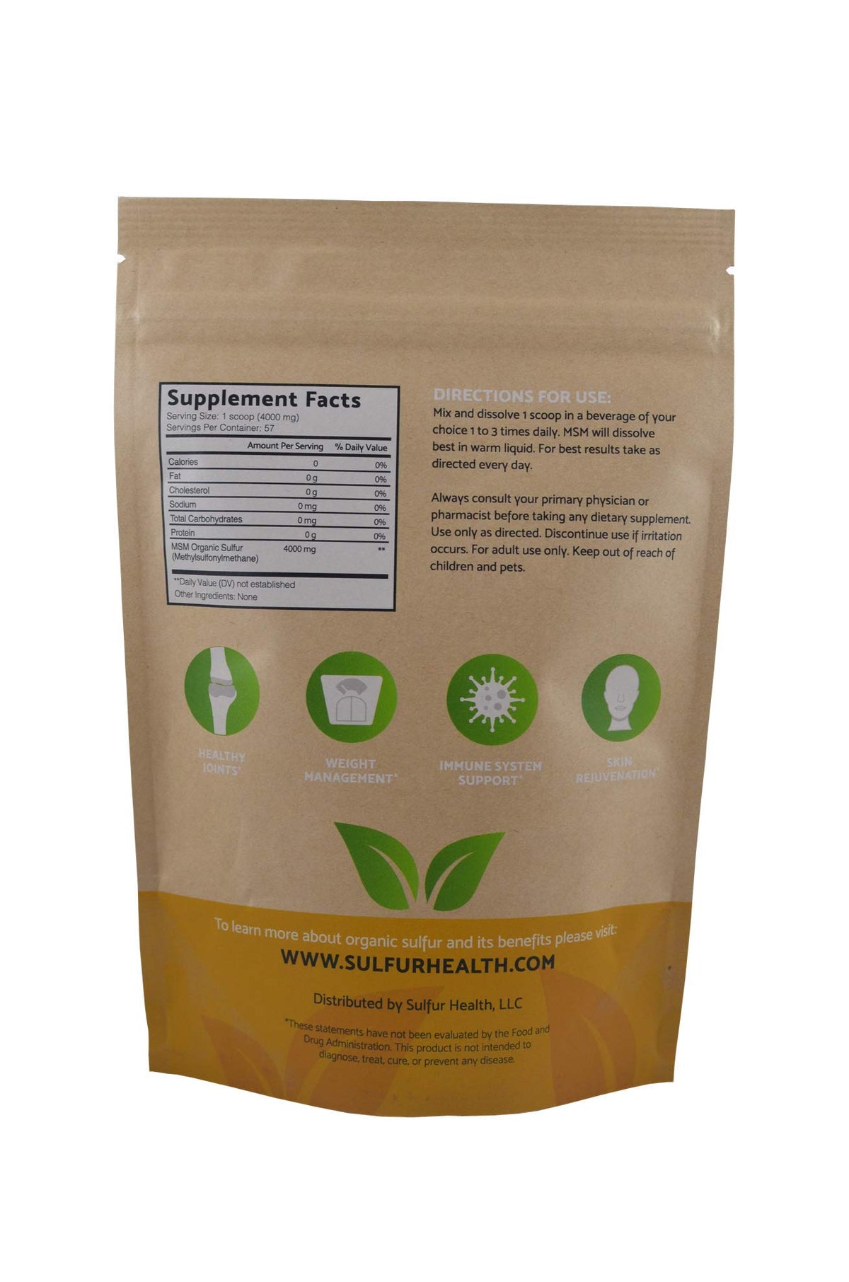 Organic Sulfur MSM Supplement 1 Pound C4242