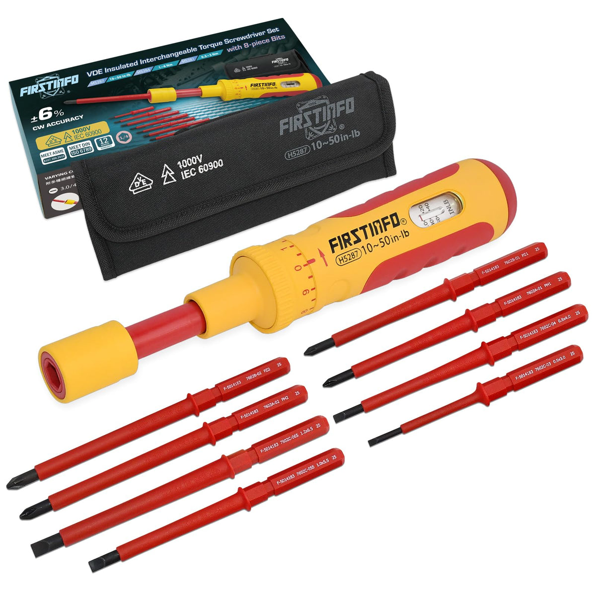 VDE Insulated Torque Screwdriver Set with 8 Bits R76119