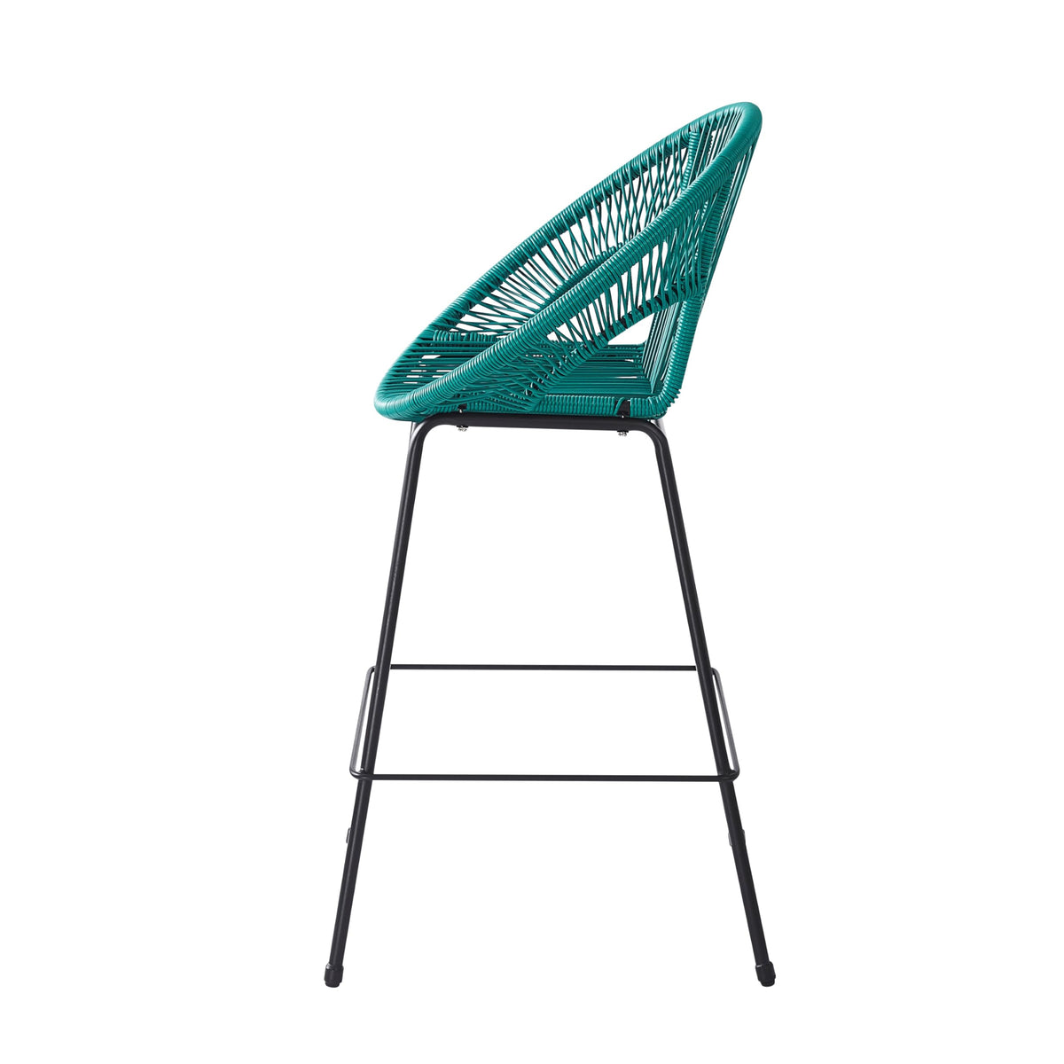 Teal Faux Wicker Outdoor Bar Stool Set of 2 P4344