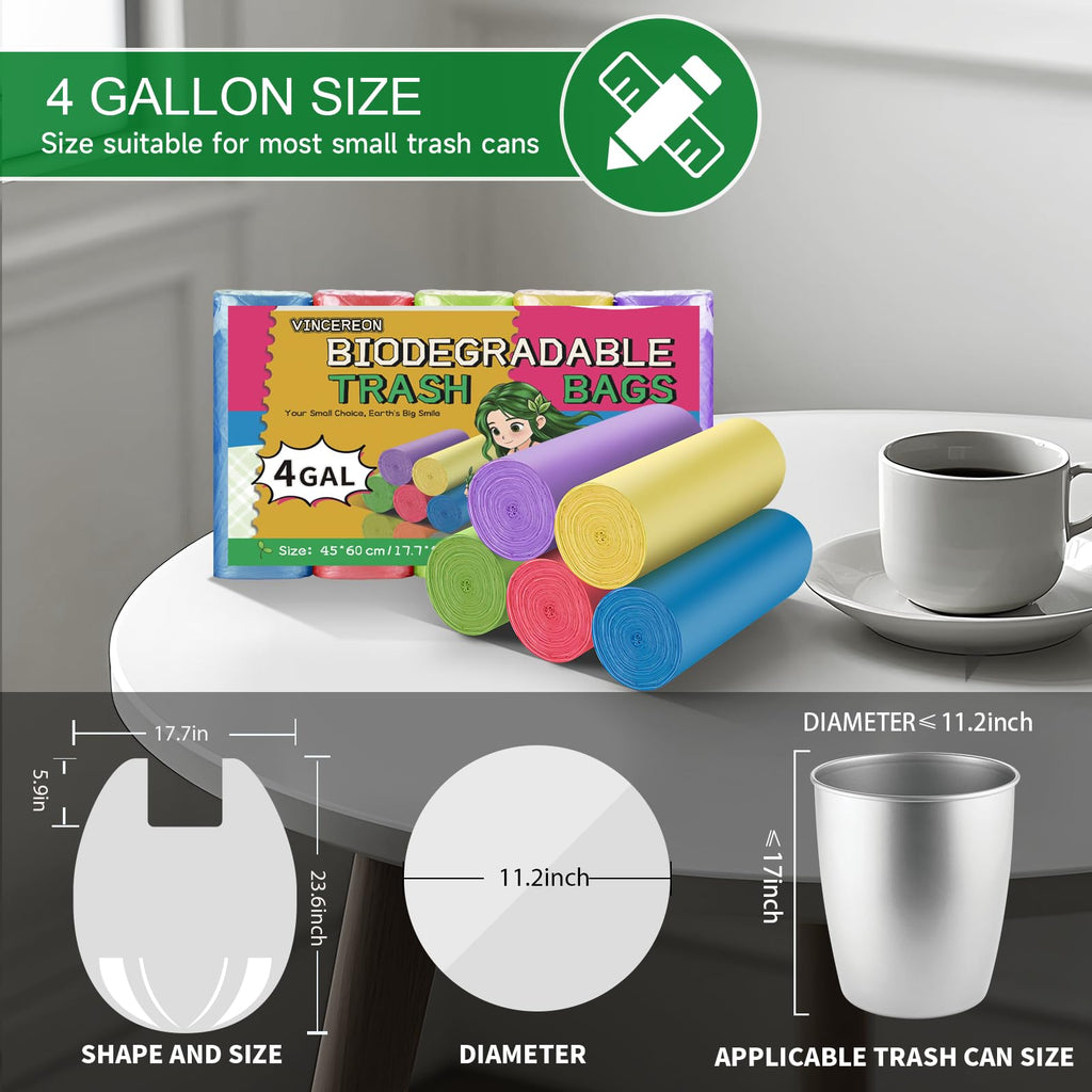 4 Gallon Biodegradable Trash Bags With Handles O801