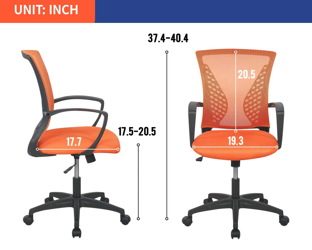 Ergonomic Mesh Mid Back Office Chair with Wheels and Lumbar Support U375042