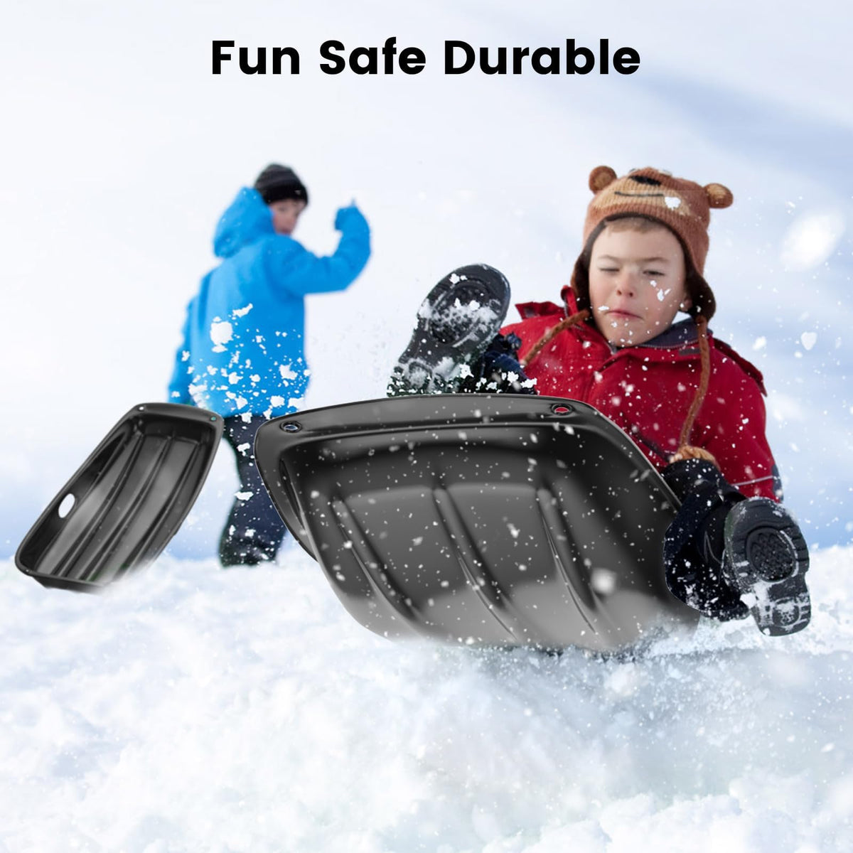 Cold-Resistant Plastic Toboggan Sled with Pull Rope D890