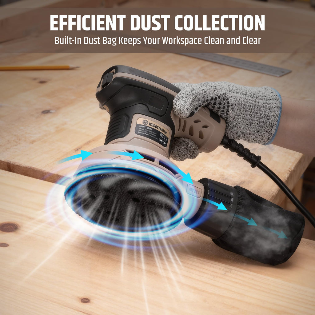 5-Inch Variable Speed Random Orbital Sander with Dust Bag E551313