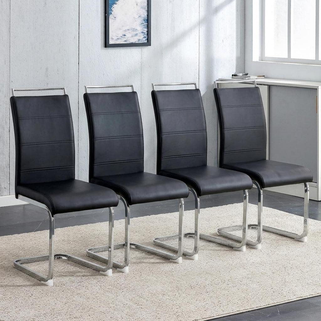 Black Faux Leather Dining Chairs Set of 4 Z958245