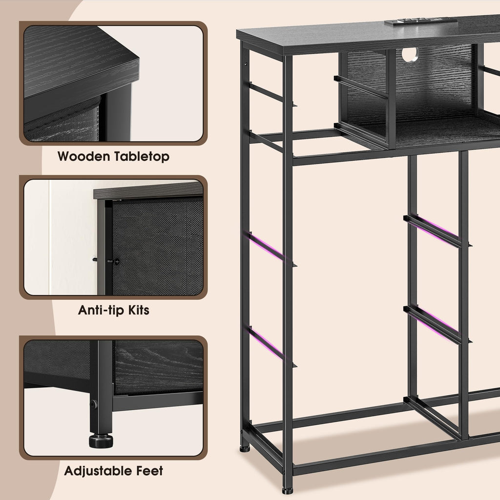 Black 10 Drawer Dresser with LED & Charging Station Q875461