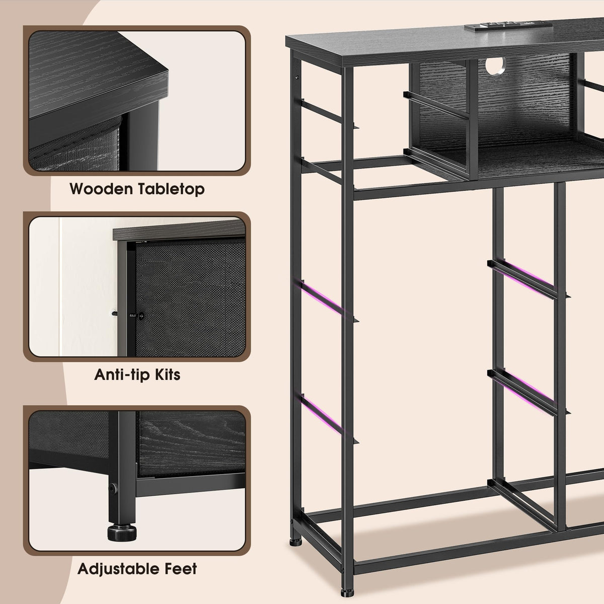 Black 10 Drawer Dresser with LED & Charging Station Q875461