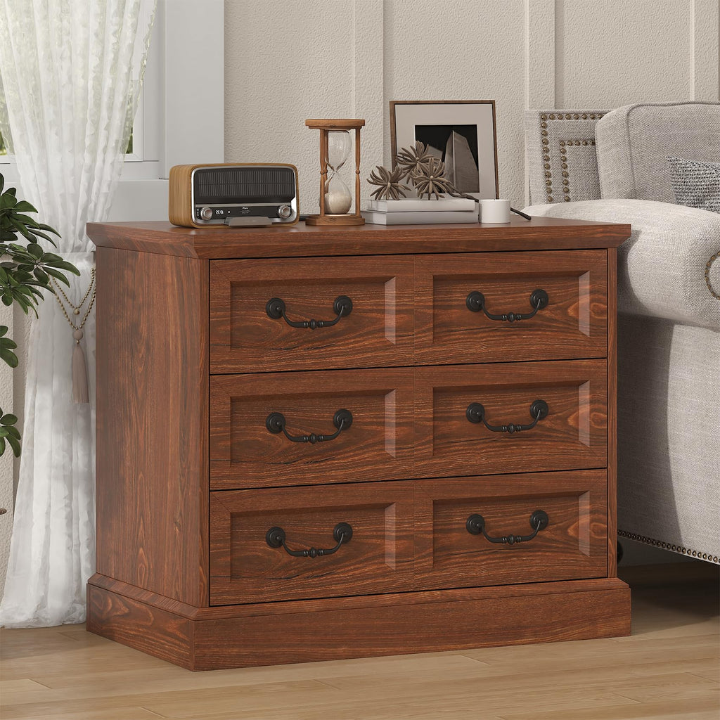 Cherry Wood Nightstand with Charging Station D616