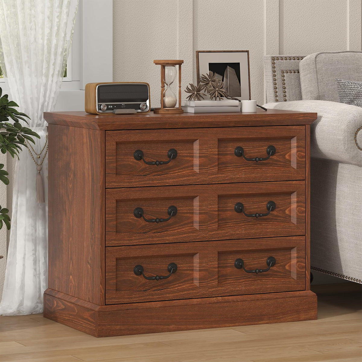 Cherry Wood Nightstand with Charging Station D616