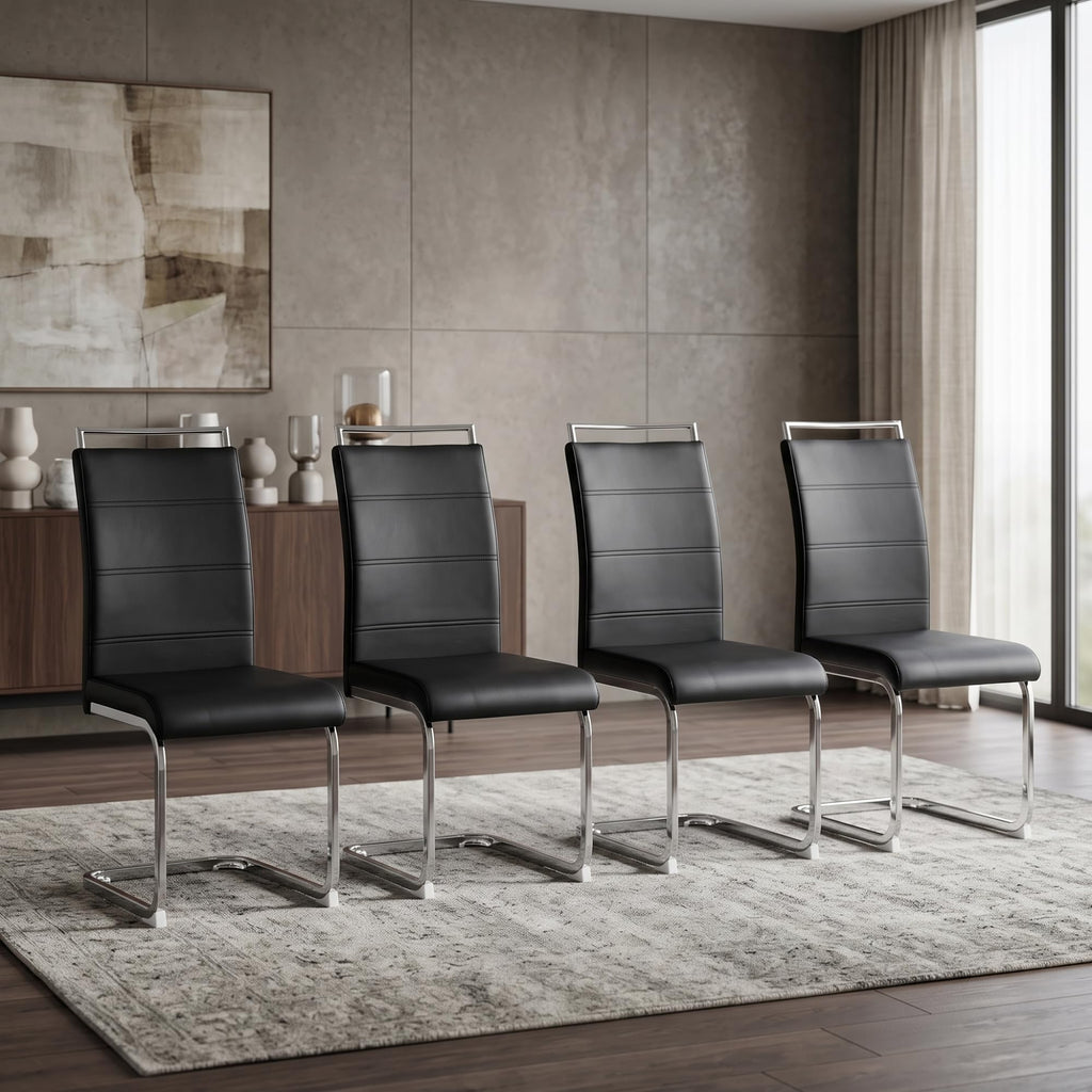 Black Faux Leather Dining Chairs Set of 4 Z958245