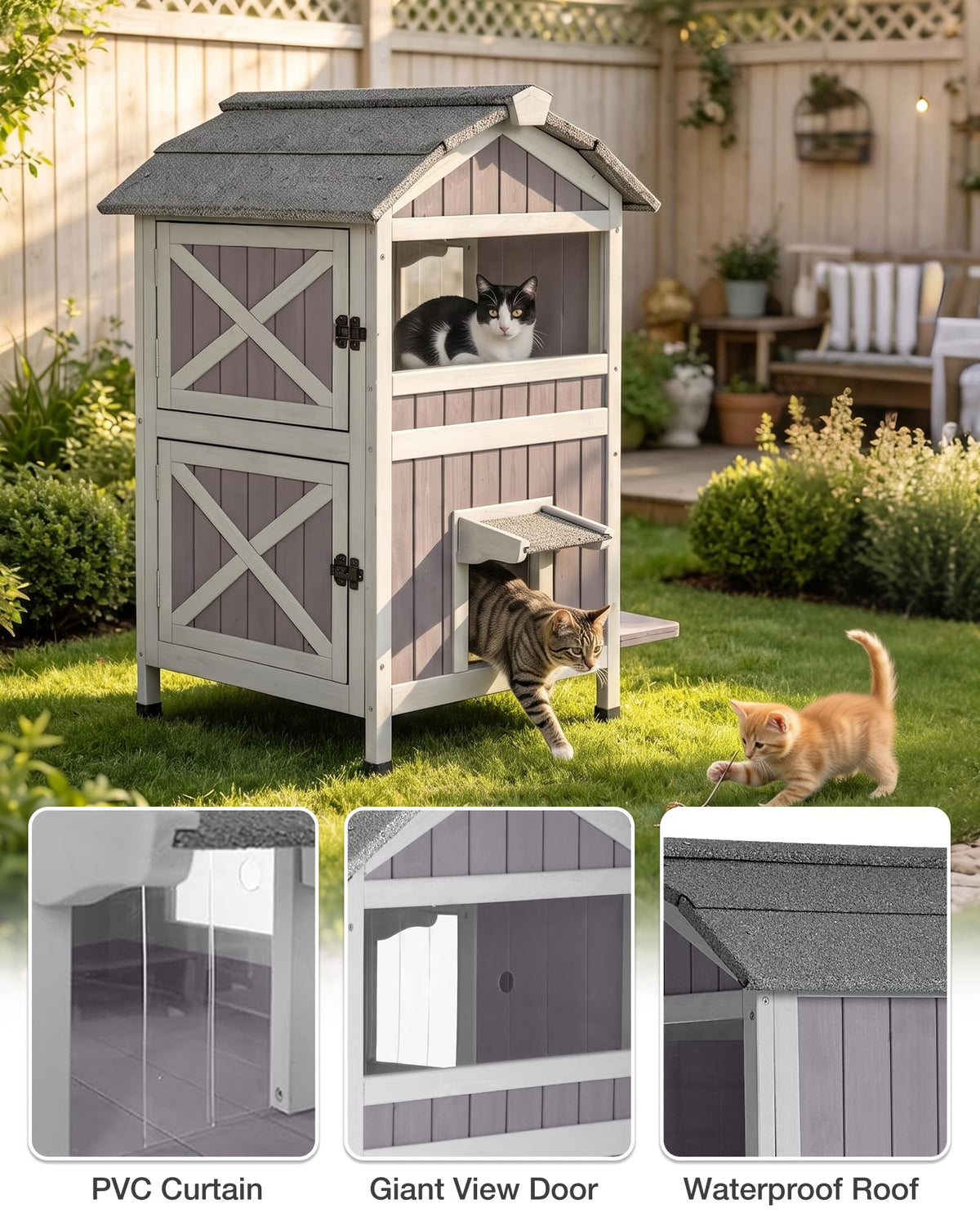 Weatherproof 2-Story Outdoor Cat House L875