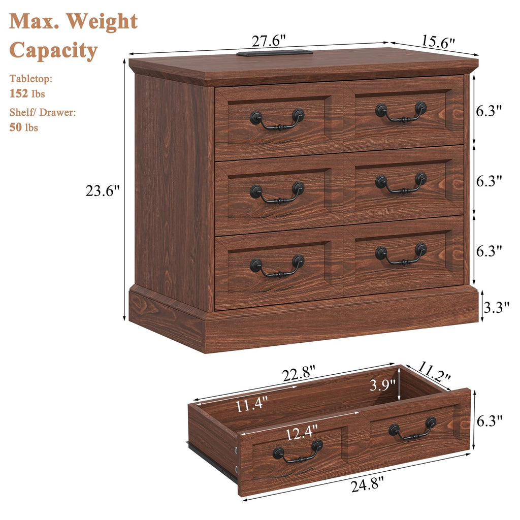 Cherry Wood Nightstand with Charging Station D616