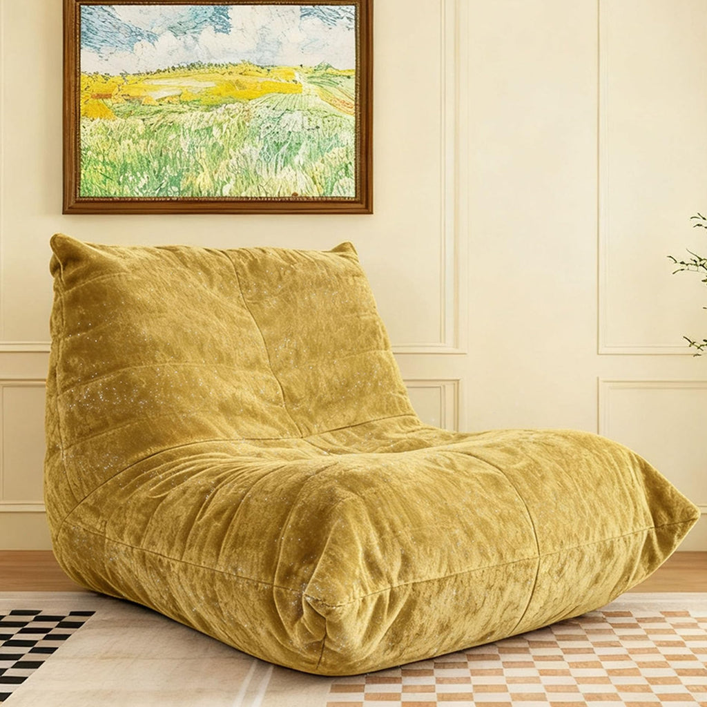 Yellow Chenille Bean Bag Chair with Memory Foam M915544