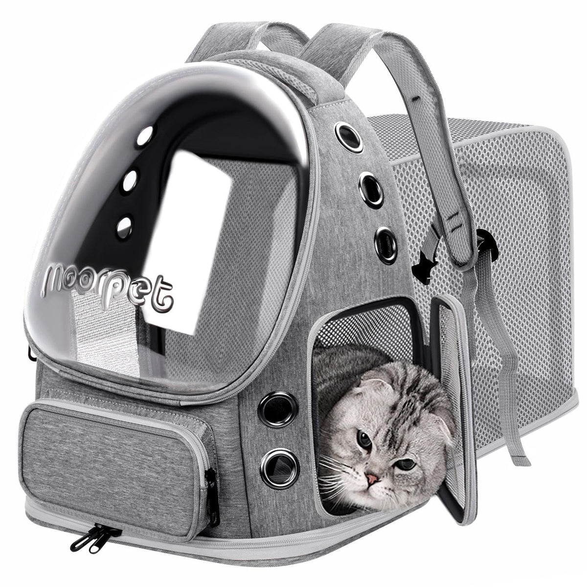 Breathable Cat Bubble Backpack Large Space Pet Carrier Backpack Expandable for Kitty Dog, Foldable Airline Approved Cat Backpack, Transparent PetTravel Backpack Up to 20 lbs (Green) (Grey) G951985