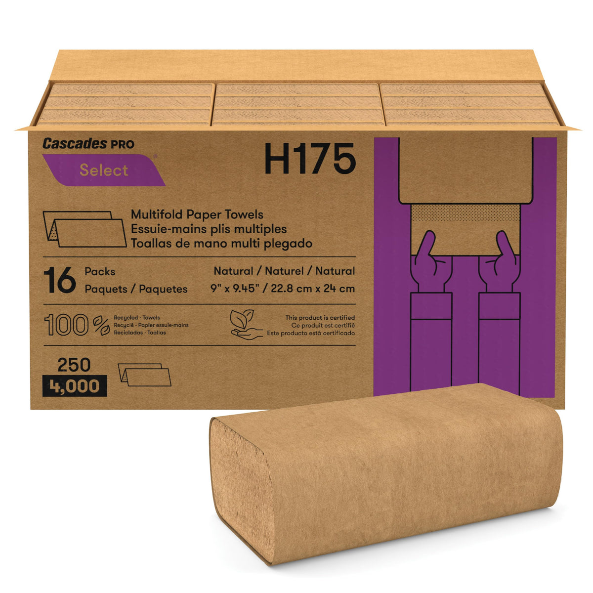 Multifold Paper Towels 250 Sheets 16 Packs Natural Brown B18630