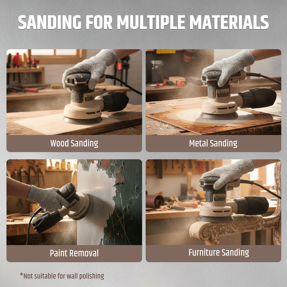 5-Inch Variable Speed Random Orbital Sander with Dust Bag E551313
