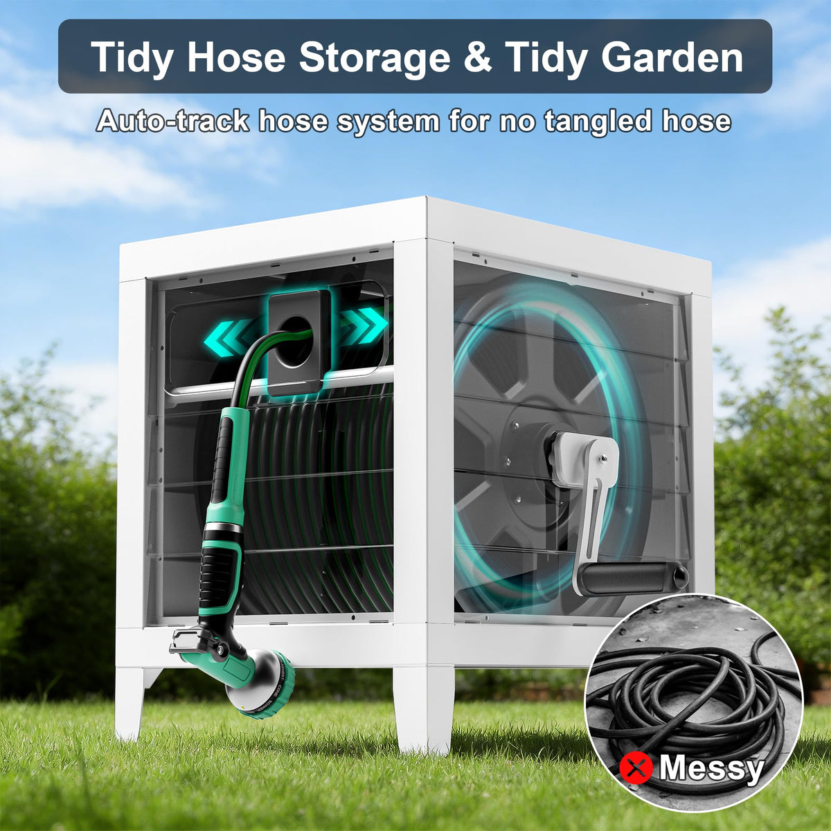 Heavy Duty 150Ft Metal Hose Reel Box A674561