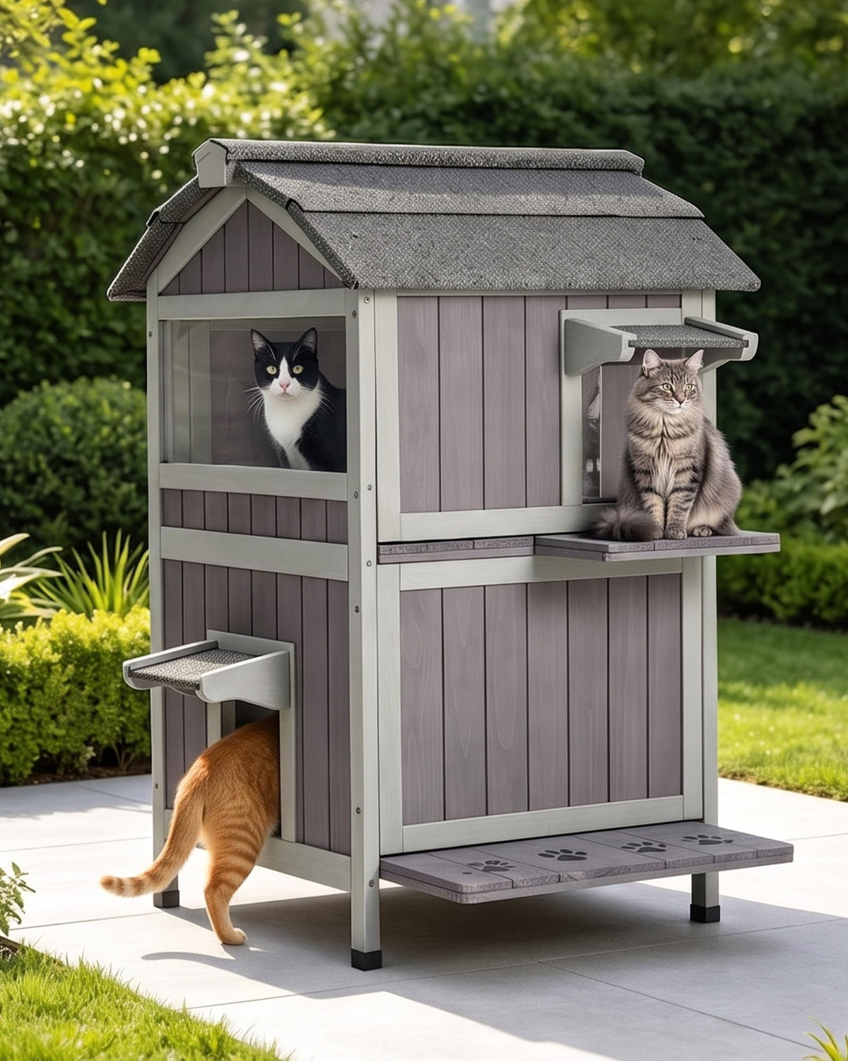 Weatherproof 2-Story Outdoor Cat House L875