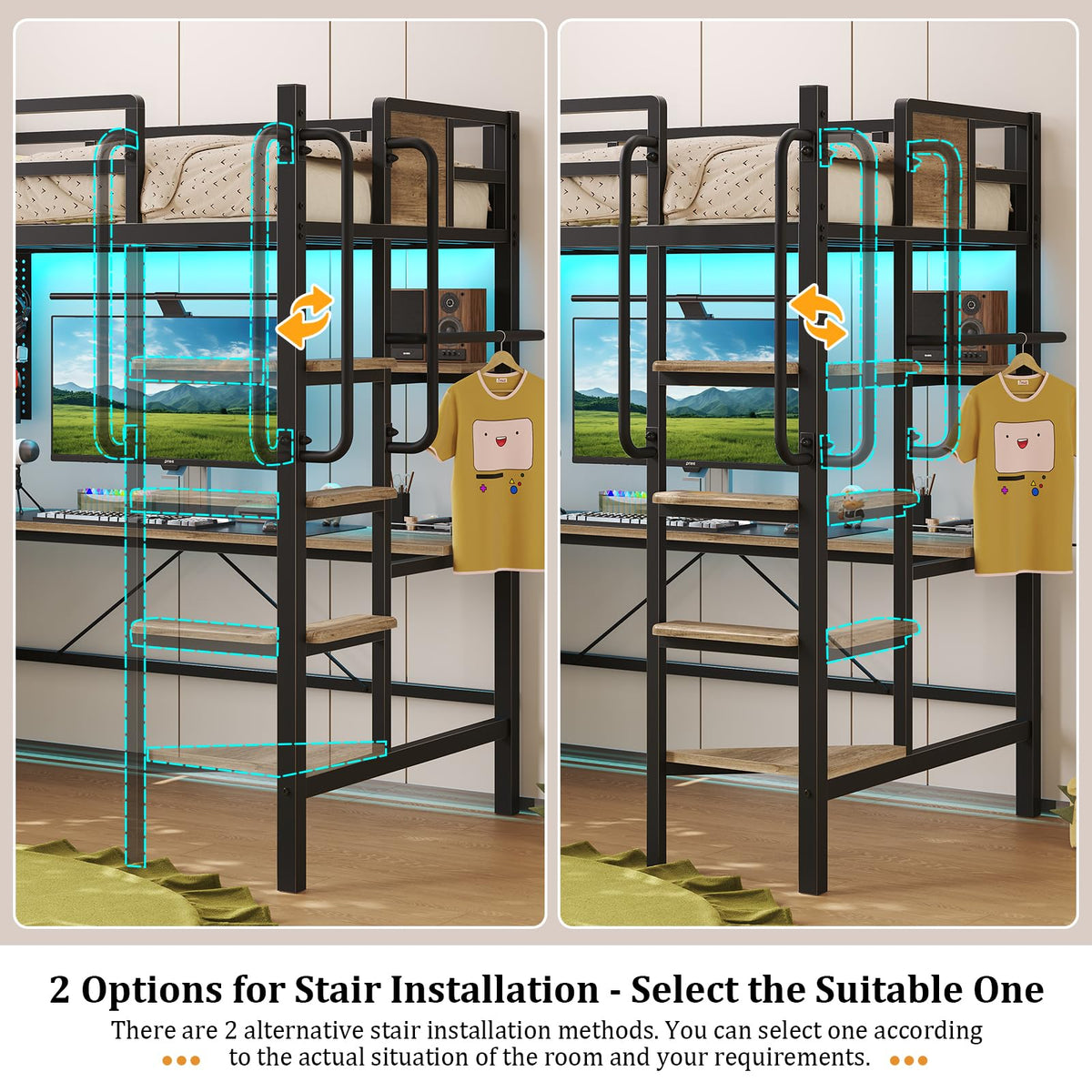 Twin Size Loft Bed with Desk and 5 Drawer W584