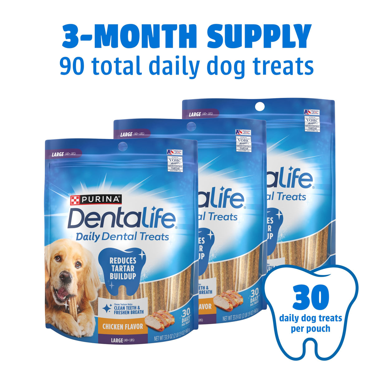 Daily Oral Care Dental Chews for Large Dogs 90 ct K280682