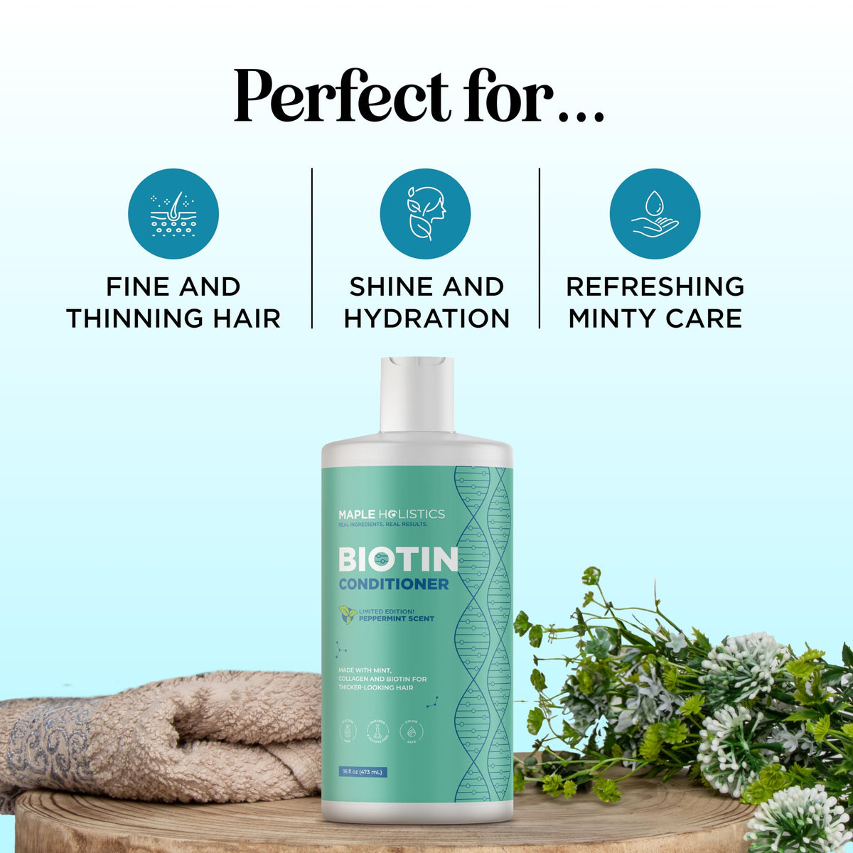 Sulfate Free Biotin Rosemary Peppermint Shampoo and Conditioner Set I2380