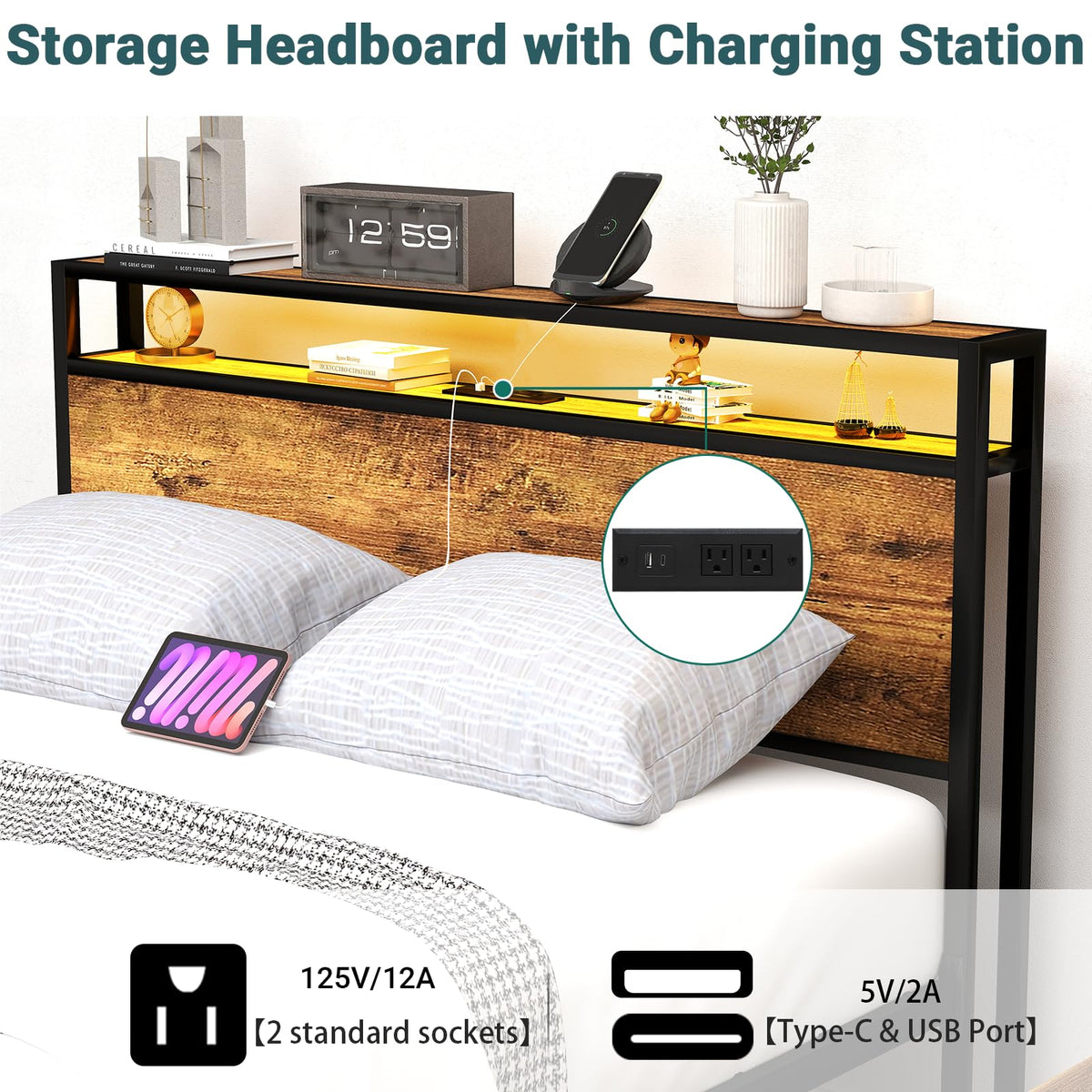 Queen Bed Frame with 8 Storage Drawers N32053
