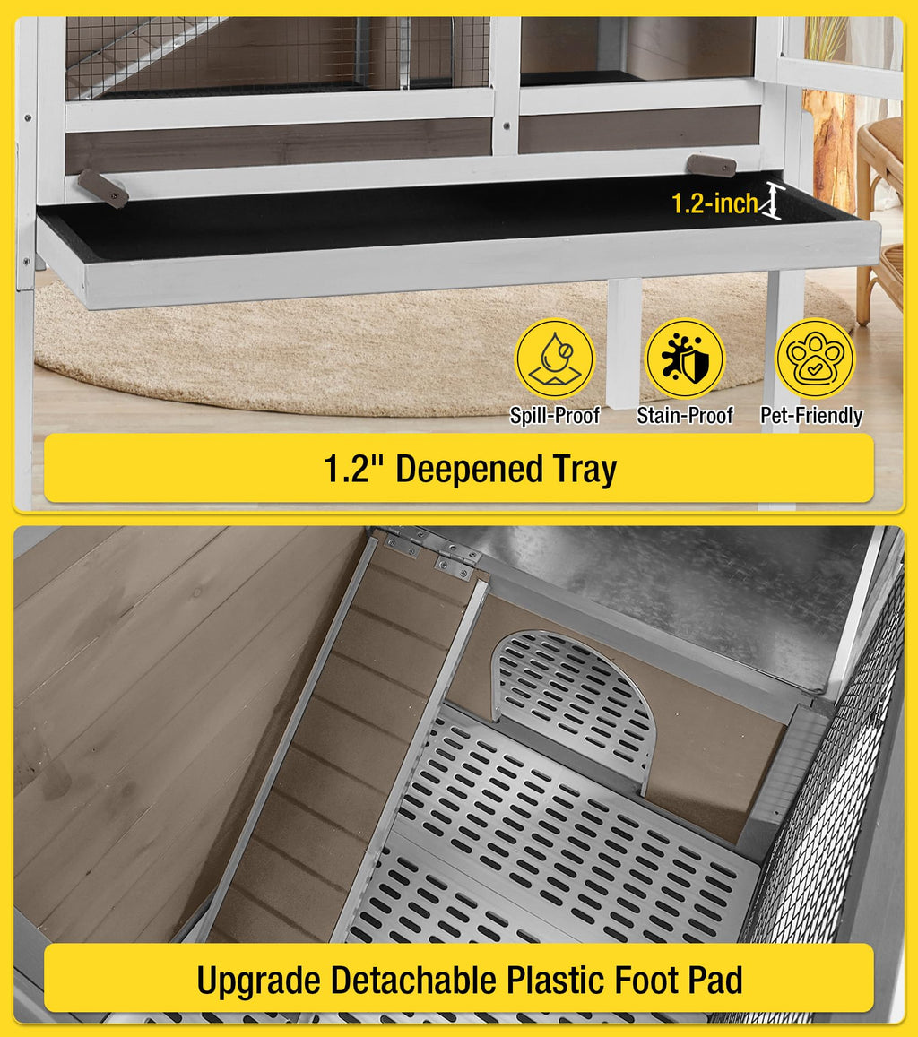Brown Guinea Pig Cage with Sliding Tray and Ramp P123