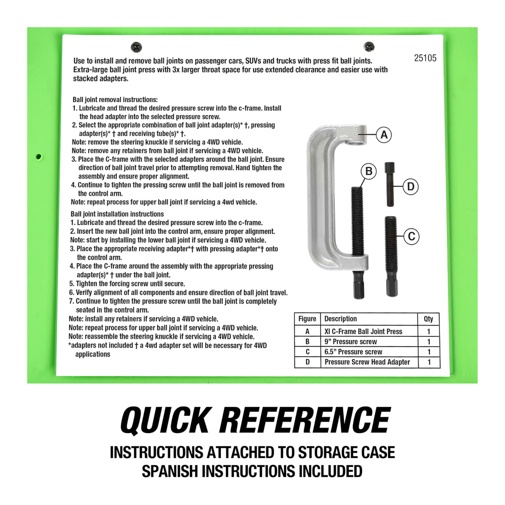 XL C-Frame Ball Joint Press Kit V8081