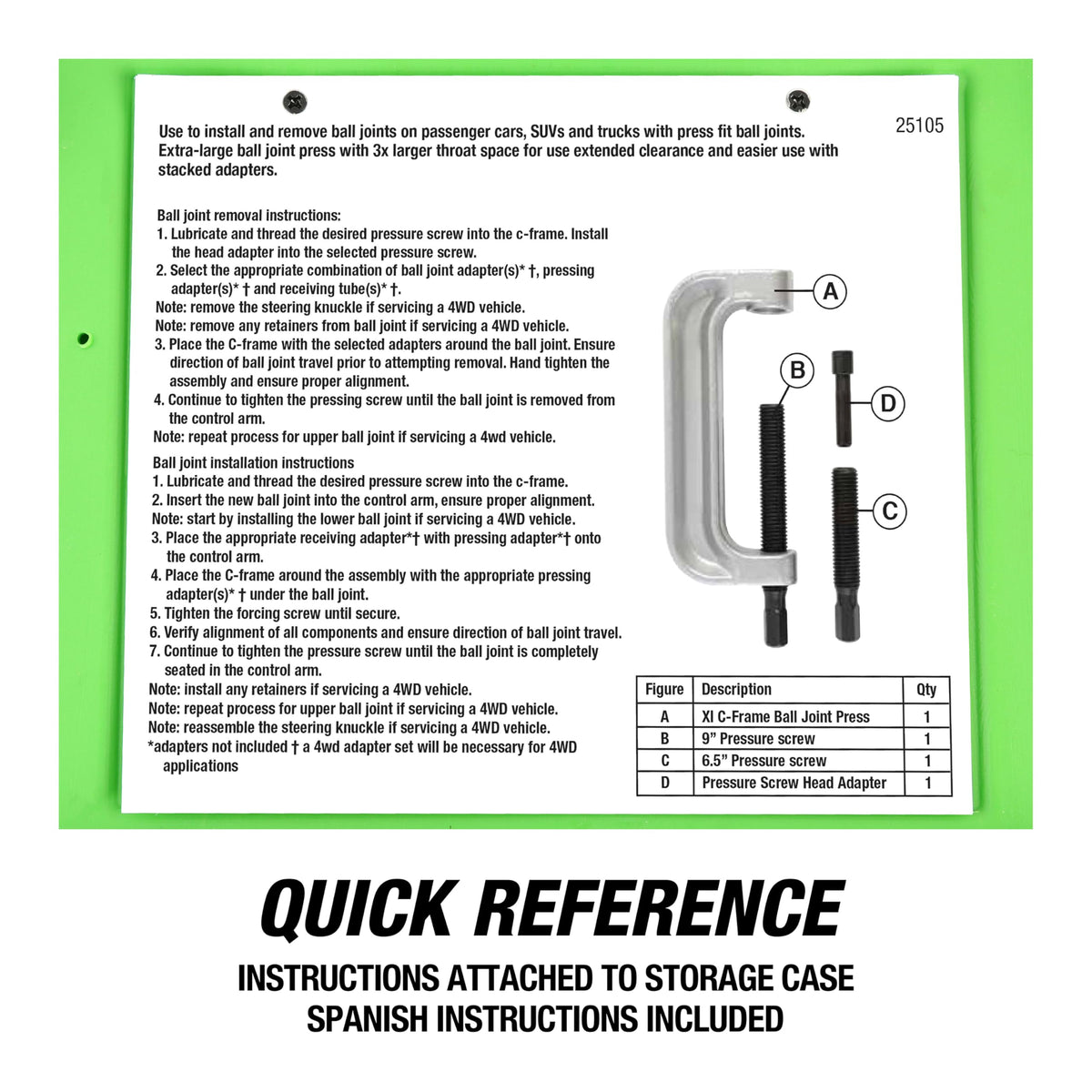 XL C-Frame Ball Joint Press Kit V8081
