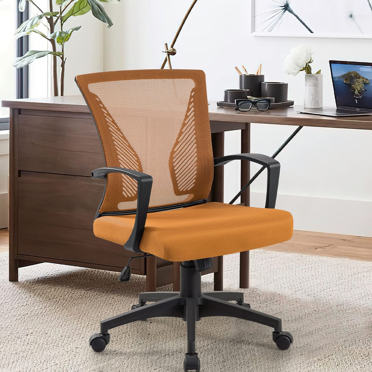 Orange Mid Back Mesh Ergonomic Office Chair with Armrest A11860