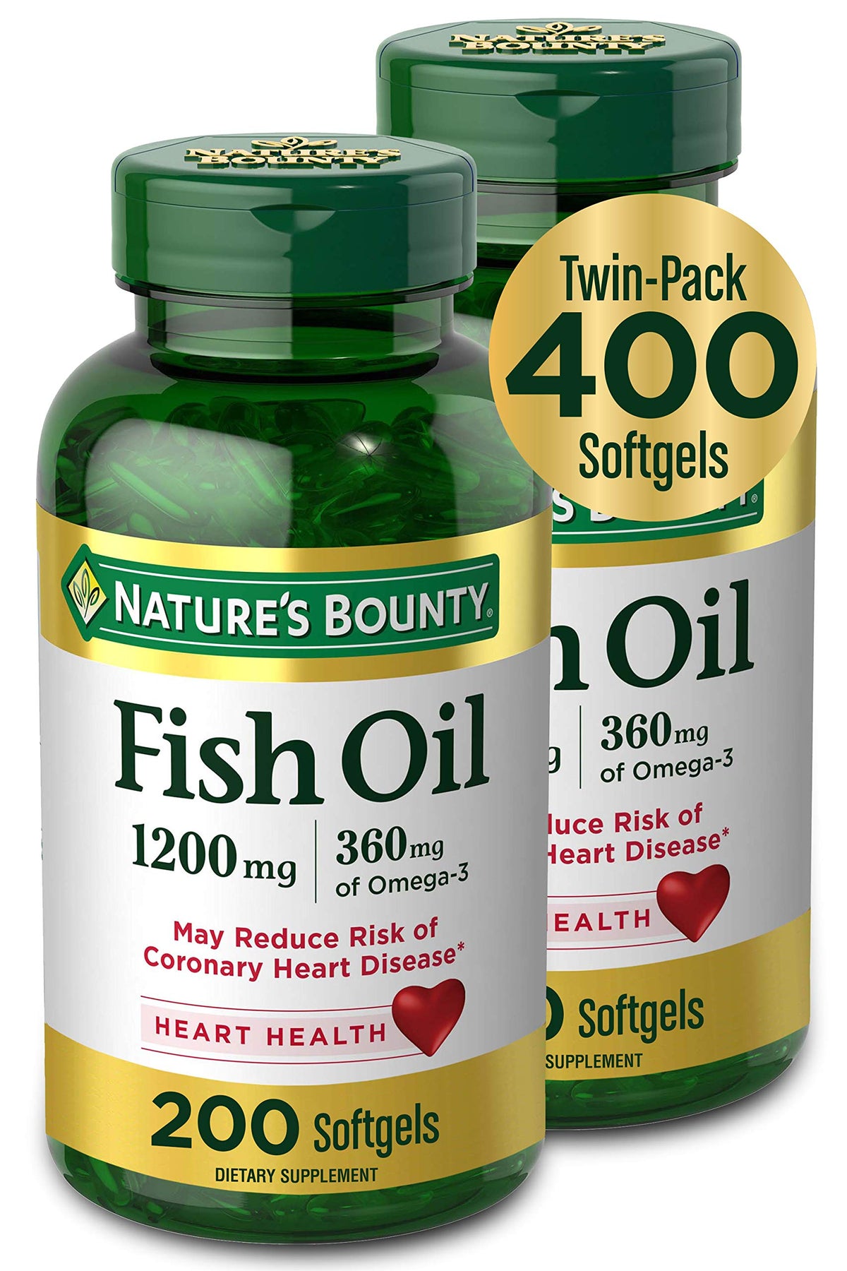 Fish Oil 1200mg 200 Softgels Pack of 2 D65375